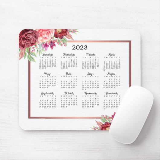 Burgund Rose Blumenzwiebeln Rose Gold 2023 Kalende Mousepad (Mit Mouse)