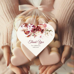 Burgund & Rosé-Blüten-Hochzeitsaufkleber-Bogen Herz-Aufkleber