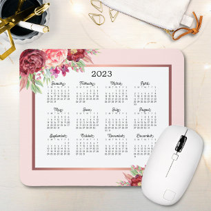 Burgund Rose Blütenrot Rosa 2023 Kalender Mousepad