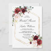 Burgund-Rose-Brautparty Einladung (Vorderseite)
