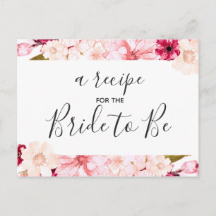 Burgund & Rosé Brautparty-Rezeptkarte Postkarte