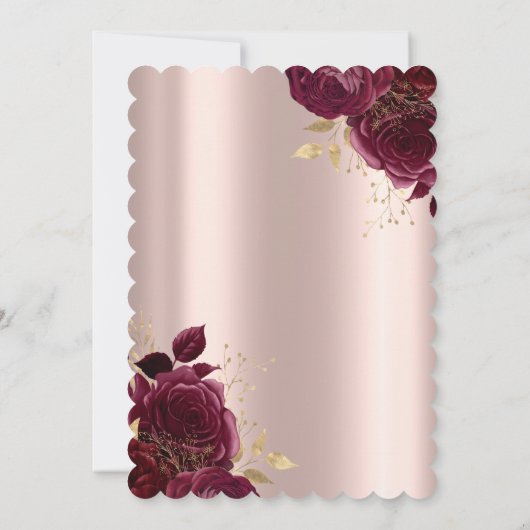Burgund Rose Chic Rose Gold Quinceañera Einladung (Rückseite)
