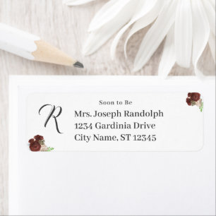 Burgund Rose-Corsage Mit Monogramm Papier