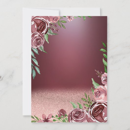 Burgund-Rose, Crown Bokeh Quinceañera Einladung (Rückseite)