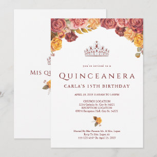 Burgund-Rose   Einladungen zur Quinceanera