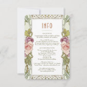 Burgund Rose Einschließung INFO Vintage Jugendstil Einladung (Vorderseite)