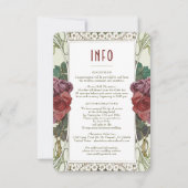 Burgund Rose Einschließung INFO Vintage Jugendstil Einladung (Vorderseite)