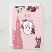 Burgund Rose Elegante Charro Prinzessin Quinceaner Einladung (Rückseite)