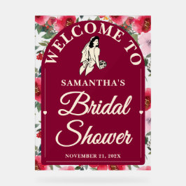 Burgund Rose Fall Brautparty Willkommen Acrylschild