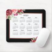 Burgund Rose Floral Black 2023 Kalender Mousepad (Mit Mouse)