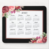 Burgund Rose Floral Black 2023 Kalender Mousepad (Vorne)