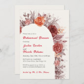 Burgund Rose Floral Pampas Grass Probe Abendessen Einladung (Vorne/Hinten)