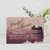 Burgund Rose Floral Wine Brautparty Einladung (Stehend Vorderseite)