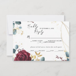 Burgund Rose Frühjahr Sommer-Hochzeitskarte RSVP Karte