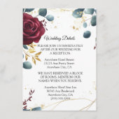 Burgund Rose Frühjahr Sommerhochzeitkarte Begleitkarte (Vorderseite)