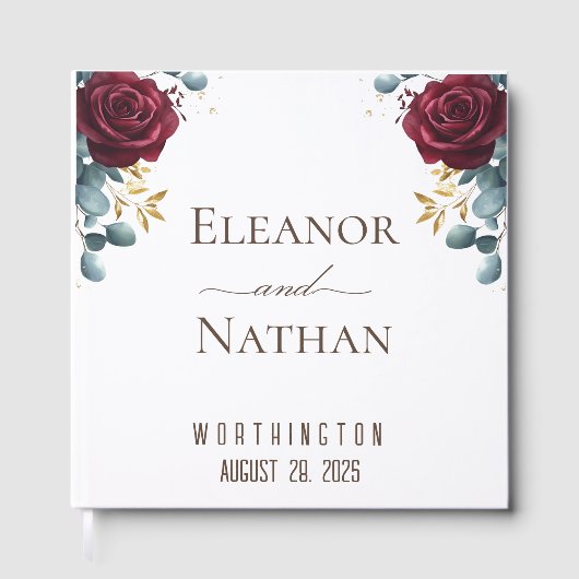 Burgund-Rose Frühjahrshochzeit Gästebuch (Vorderseite)