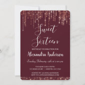 Burgund Rose Gold 16 . Geburtstag Geburtstag Einladung (Vorderseite)