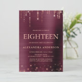 Burgund Rose Gold Achtzehnte 18. Geburtstagsparty Einladung (Stehend Vorderseite)