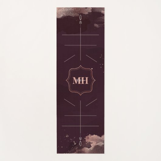 Burgund & Rose Gold, Body Alignment Lines Custom Yogamatte (Vorderseite)