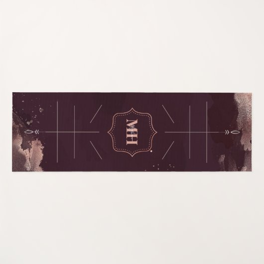 Burgund & Rose Gold, Body Alignment Lines Custom Yogamatte (Vorderseite (Horizontal))