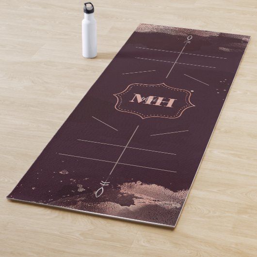 Burgund & Rose Gold, Body Alignment Lines Custom Yogamatte (Beispiel)