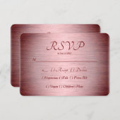 Burgund Rose Gold Brushed Metal RSVP Karte (Vorne/Hinten)
