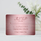 Burgund Rose Gold Brushed Metal RSVP Karte (Stehend Vorderseite)
