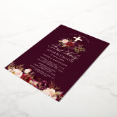 Burgund Rose Gold Cross Girls Erste Kommune Folieneinladung (Gedreht)