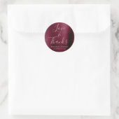 Burgund Rose Gold Foil Liebe & Danke Runder Aufkleber (Tasche)