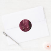 Burgund Rose Gold Foil Liebe & Danke Runder Aufkleber (Umschlag)