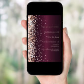 Burgund-Rose-Gold-Geburtstag Einladung