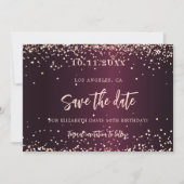 Burgund-Rose-Gold-Geburtstag Save The Date (Vorderseite)