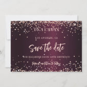 Burgund-Rose-Gold-Geburtstag Save The Date (Vorderseite)