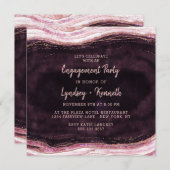 Burgund & Rose Gold Geode Agate Engagement Party Einladung (Vorne/Hinten)