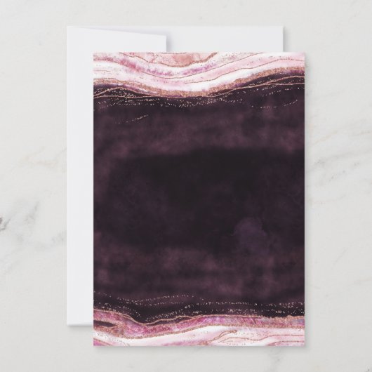 Burgund & Rose Gold Geode Coupels Polterabend Einladung (Rückseite)