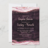 Burgund & Rose Gold Geode Coupels Polterabend Einladung (Vorderseite)