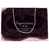 Burgund & Rose Gold Geode Herzlichen Glückwunsch H Große Geschenktüte (Rückseite)
