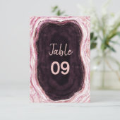 Burgund & Rose Gold Geode Wedding Tischnummern (Stehend Vorderseite)