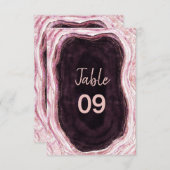 Burgund & Rose Gold Geode Wedding Tischnummern (Vorne/Hinten)