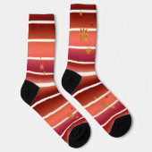 Burgund Rose Gold gestreifte Sterne Socken (Rechts)