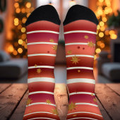 Burgund Rose Gold gestreifte Sterne Socken