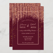 Burgund Rose Gold Glitzer Confetti Hochzeit Einlad Einladung (Vorne/Hinten)