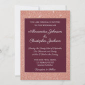 Burgund & Rose Gold Glitzer und Sparkle Wedding Einladung (Vorderseite)