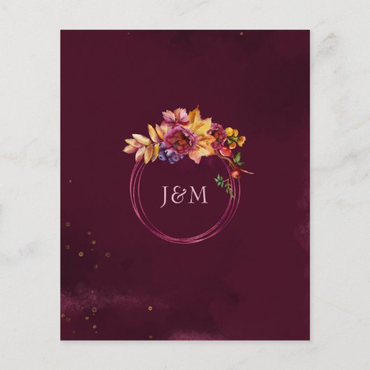 Burgund Rose Gold Hochzeit im Herbst Einladung Fly Flyer (Hinten)