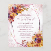 Burgund Rose Gold Hochzeit im Herbst Einladung Fly Flyer (Vorne)