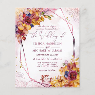 Burgund Rose Gold Hochzeit im Herbst Einladung Fly Flyer