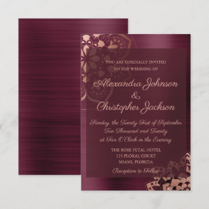 Burgund & Rose Gold Mandala Hochzeit Einladung