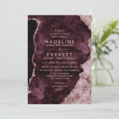 Burgund & Rose Gold Marbled Agate Wedding Einladung (Stehend Vorderseite)