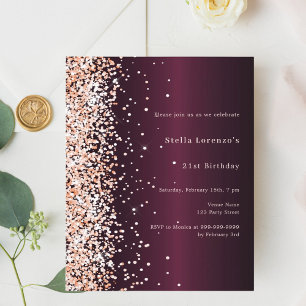 Burgund Rose Gold Prämie Geburtstagsaufforderung