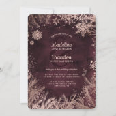 Burgund & Rose Gold Snowflakes Hochzeit Einladung (Vorderseite)